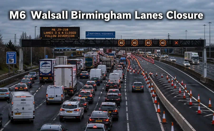 M6 Walsall Birmingham Lanes Closure
