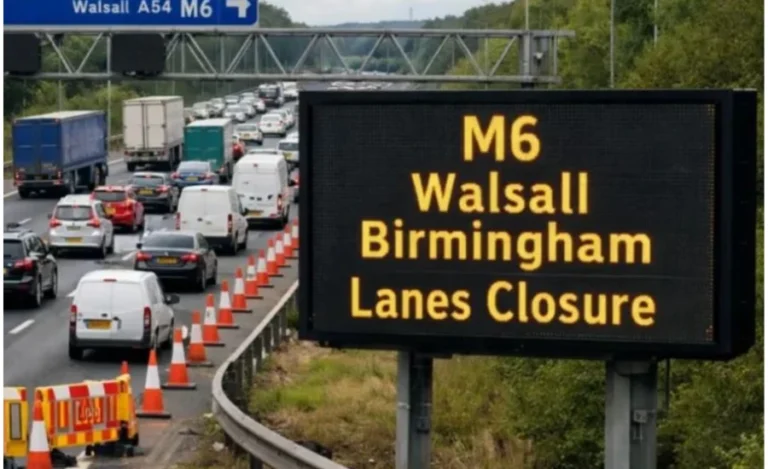 M6 Walsall Birmingham Lanes Closure