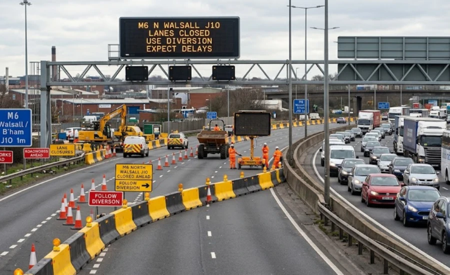 M6 Walsall Birmingham Lanes Closure